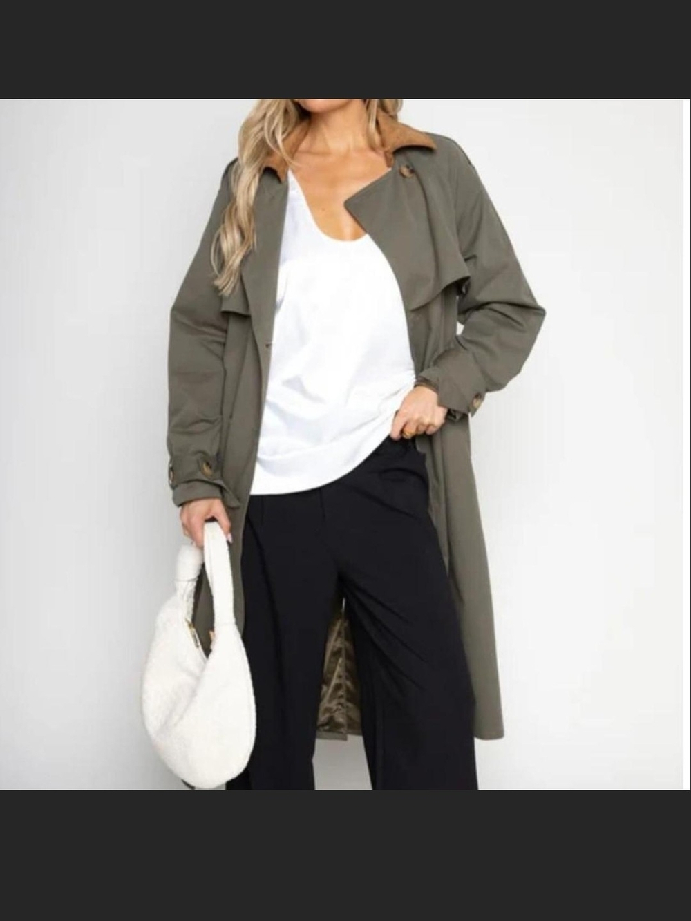 Elodie Olive Green Long Trench Coat
